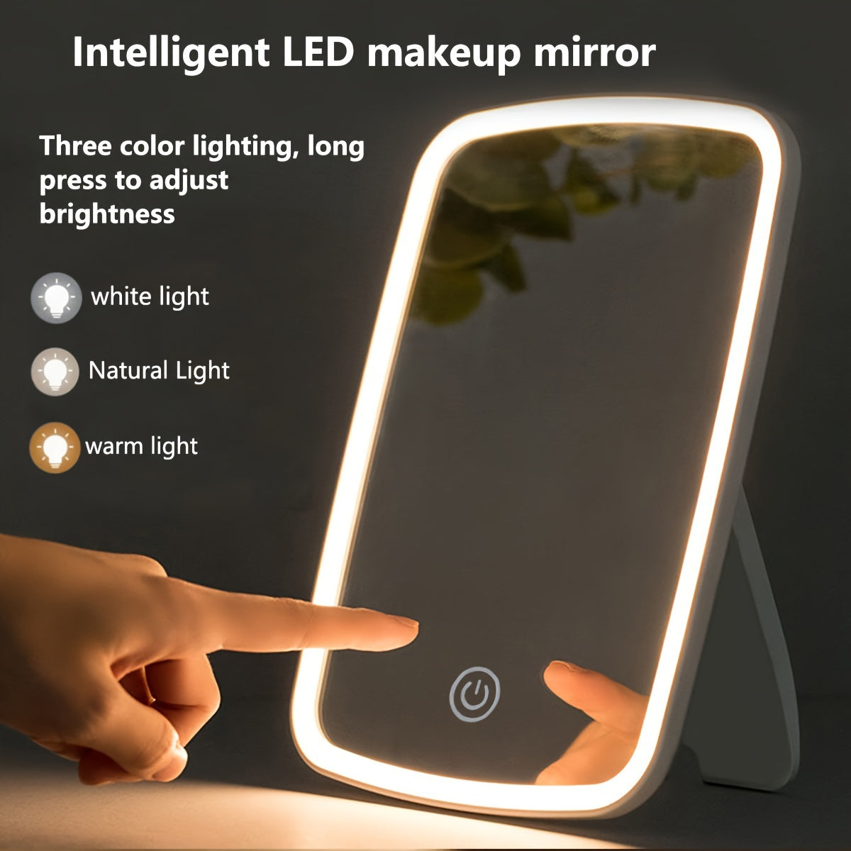 LED Makeup Mirror with Touch Sensor, 3 Color Lighting Modes - White, Natural & Warm Light, Adjustable Brightness,