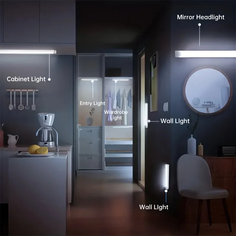 مصباح LED لاسلكي قابل لإعادة الشحن بمنفذ USB ومزود بمستشعر حركة للمنزل