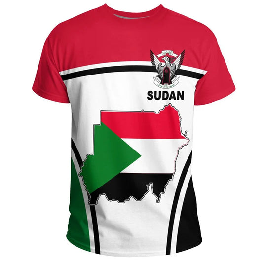 تي شيرت رجالي عليه علم جنوب السودان، أزياء صيفية، قمصان رياضية مسامية بأكمام قصيرة، قمصان كاجوال كبيرة الحجم بياقة دائرية، ملابس الشارع
