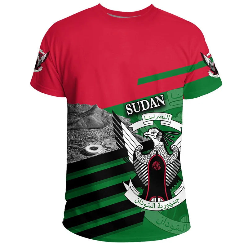 South Sudan Flag Men's T-shirt Fashion Summer Breathable Sports Short-sleeved Tops Casual Oversized Round Neck Street Wear Tees