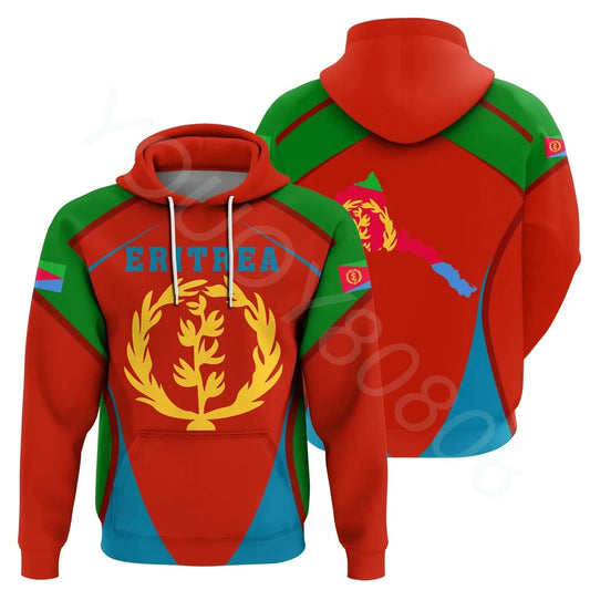 Men's Casual Hoodie Street Harajuku Print Sweatshirt African Zone Pullover Hoodie Special Sport Eritrean Zip Hoodie