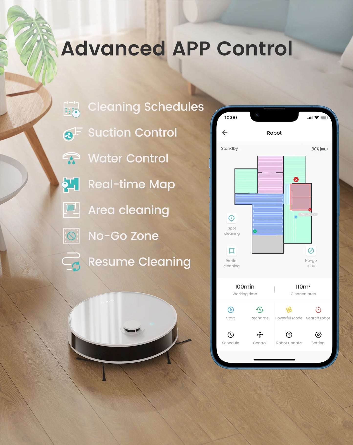 Lefant N3 Robot Vacuum Cleaner with Mop,6000pa,dToF Laser Navigation, Sonic Vibration Wash 12000/min,Ultrasonic Carpet Detection