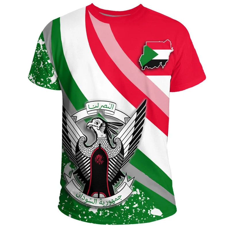 South Sudan Flag Men's T-shirt Fashion Summer Breathable Sports Short-sleeved Tops Casual Oversized Round Neck Street Wear Tees