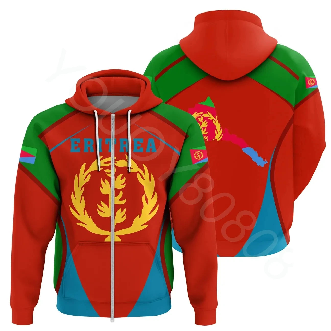 Men's Casual Hoodie Street Harajuku Print Sweatshirt African Zone Pullover Hoodie Special Sport Eritrean Zip Hoodie